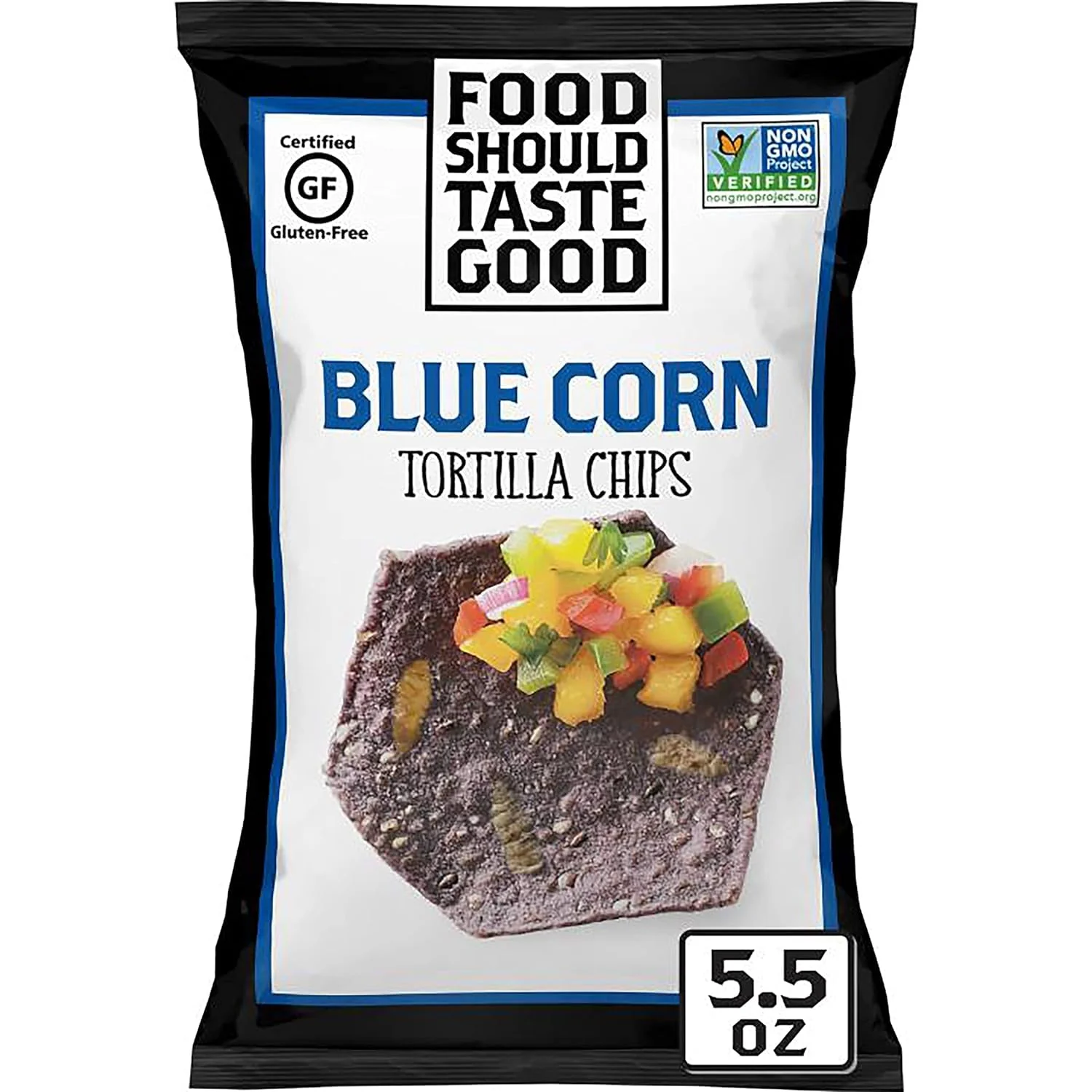 Food Should Taste Good Blue Corn Tortilla Chips, Pack of 12, 5.5 Oz Bags - Image 2