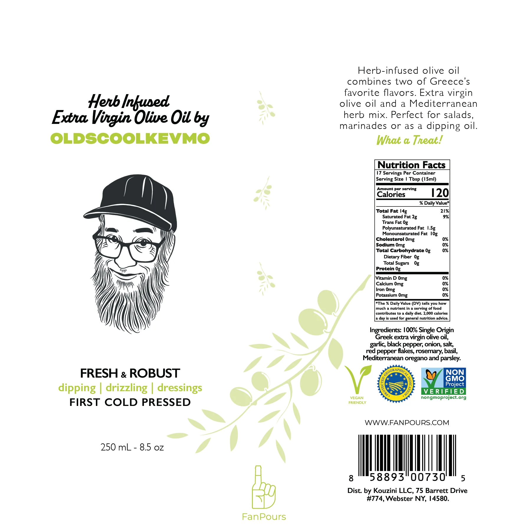 Kevmo's Herb Infused Extra Virgin Olive Oil (250 ML) - Image 3